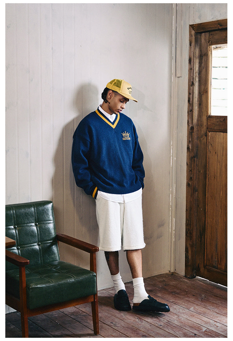 Remedy Embroidered V Neck Knit Sweater | Face 3 Face