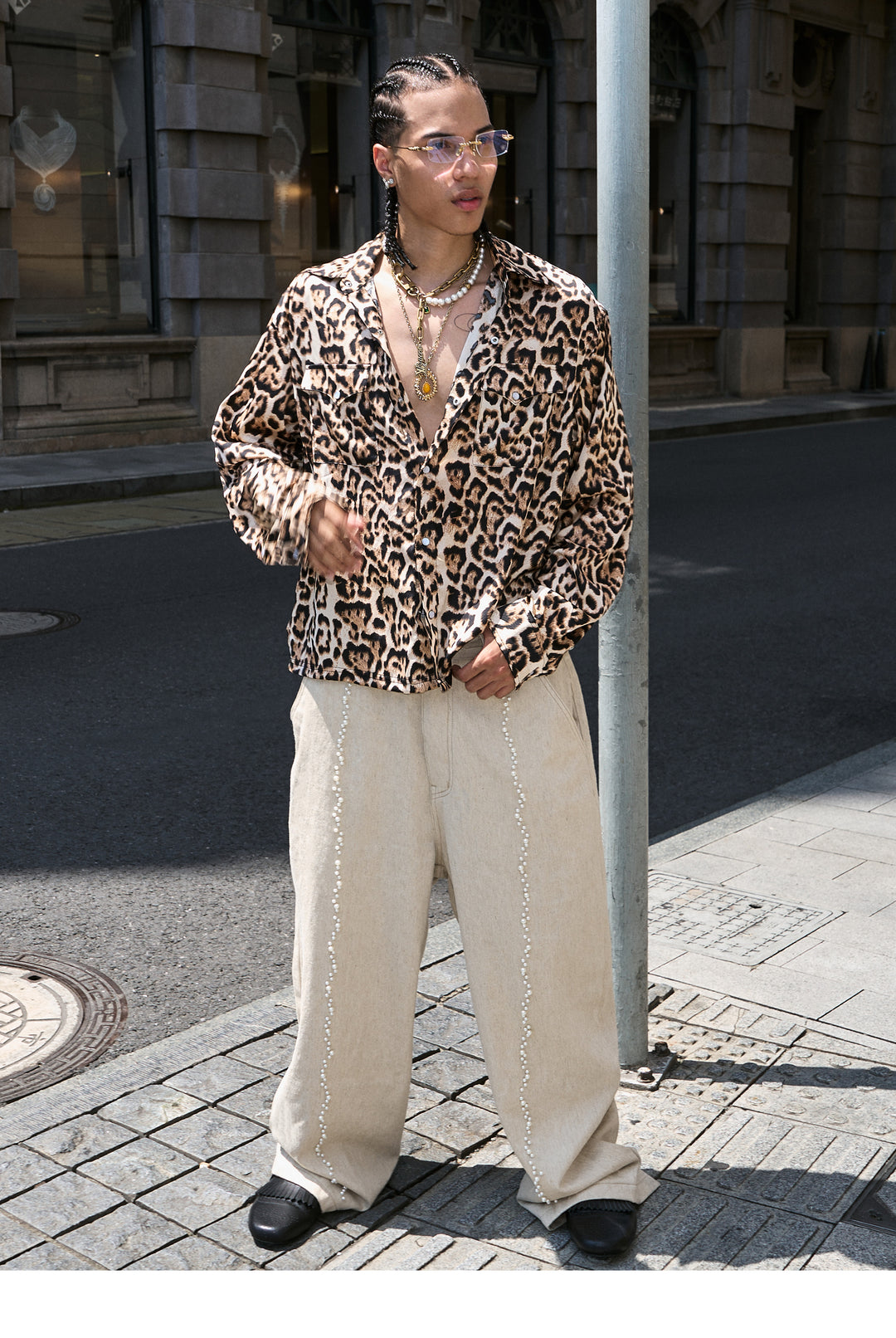 STEEPC Cotton Linen Blend Pearl Baggy Pants | Face 3 Face