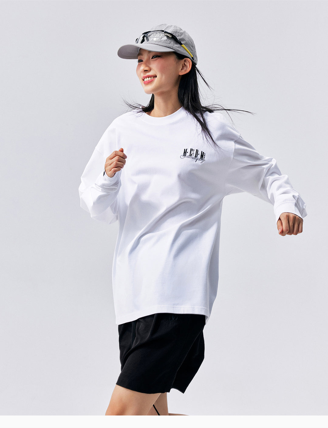 MEDM Logo Embroidered Antibacterial Long Sleeve Tee | Face 3 Face