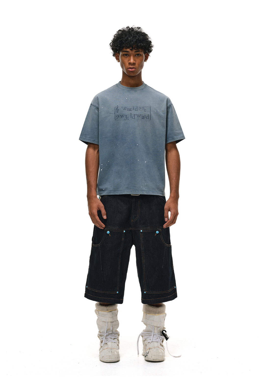 ANTIDOTE Gradient Phonogram Letter Print Ink Splash Tee | Face 3 Face