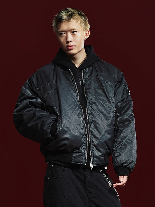 Remedy Pleated Back Design MA-1 Bomber Jacket | Face 3 Face