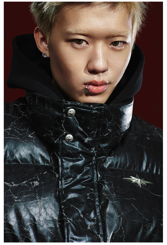 Remedy Cracked Design Puffer Vest | Face 3 Face