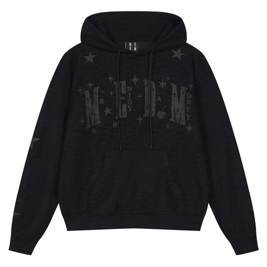 MEDM Star Logo Print Waffle Knit Hoodie | Face 3 Face