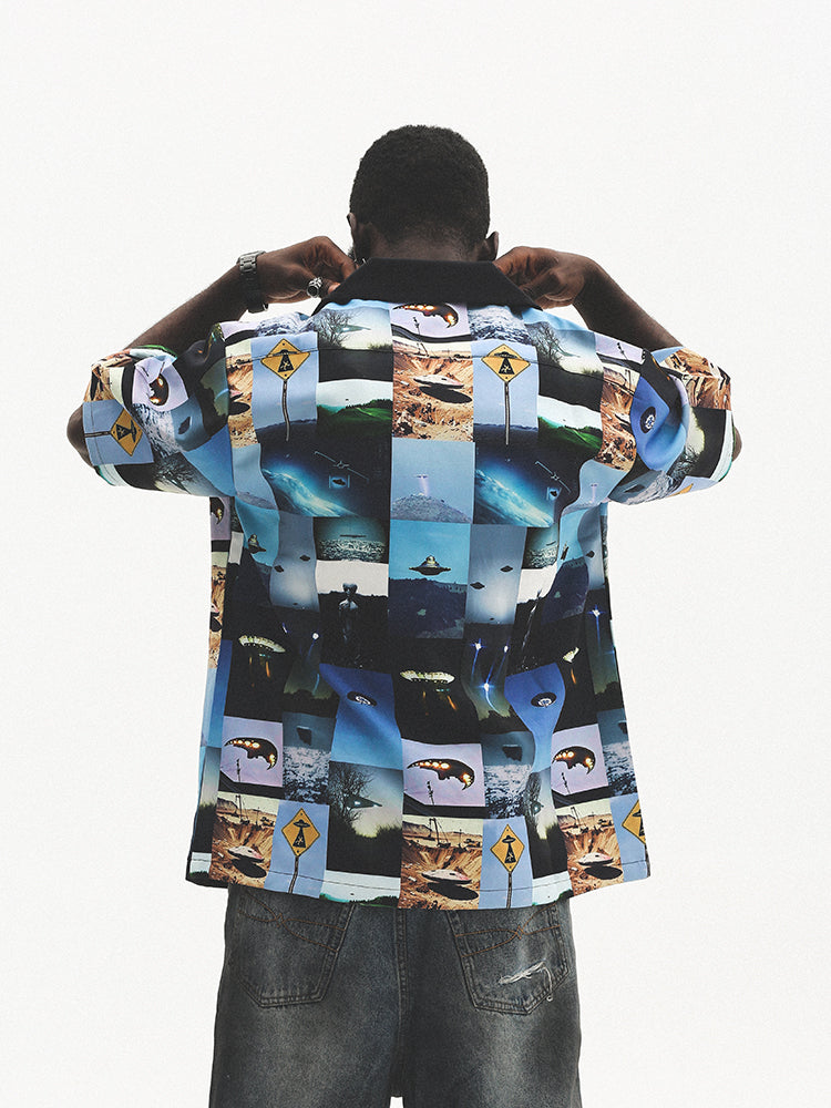 UNTILWERICH Cuban Collar UFO Short Sleeve Shirt | Face 3 Face