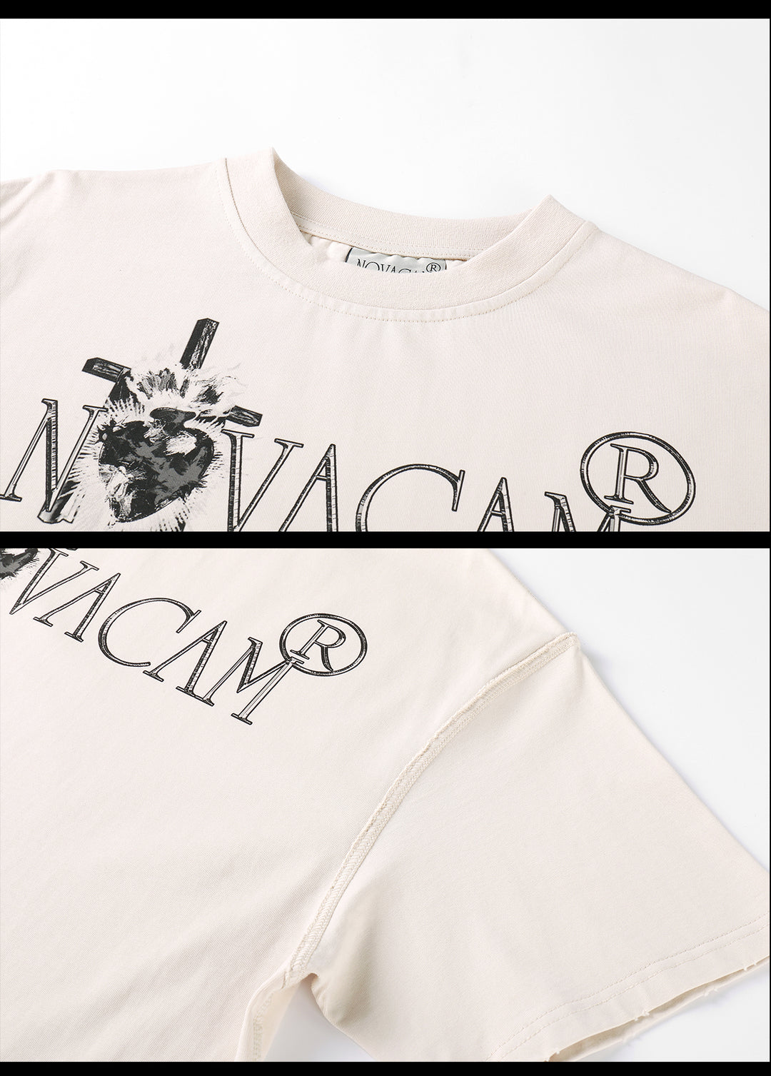 NOVACAM Vintage Frayed Logo Print Backstitch Tee | Face 3 Face