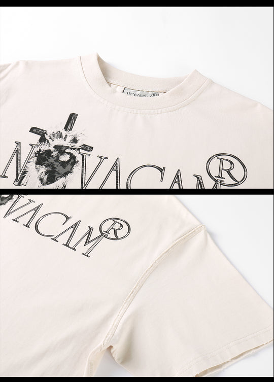 NOVACAM Vintage Frayed Logo Print Backstitch Tee | Face 3 Face