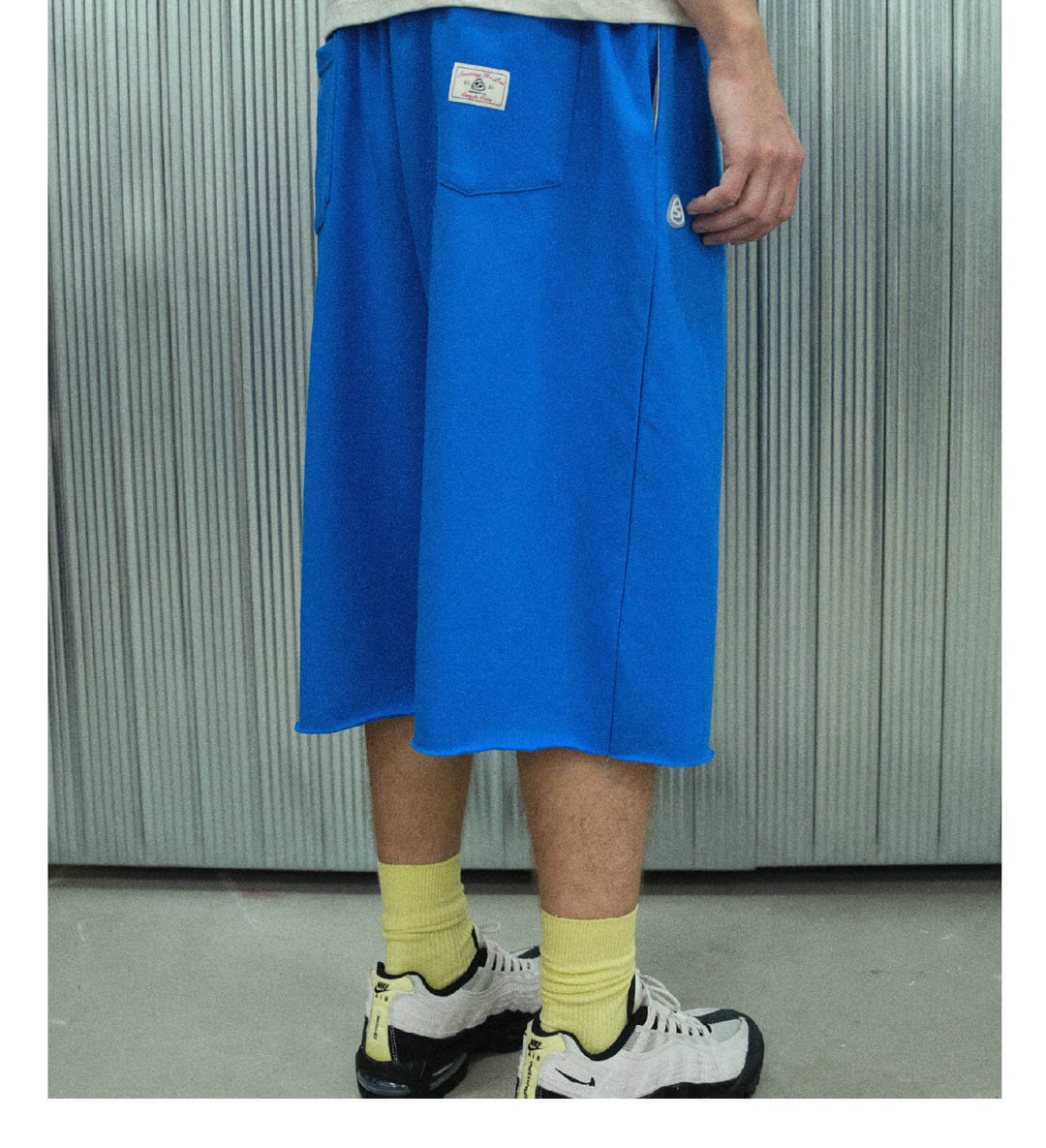 S45 Basic Heavyweight Logo Print Cutoff Baggy Sweat Shorts