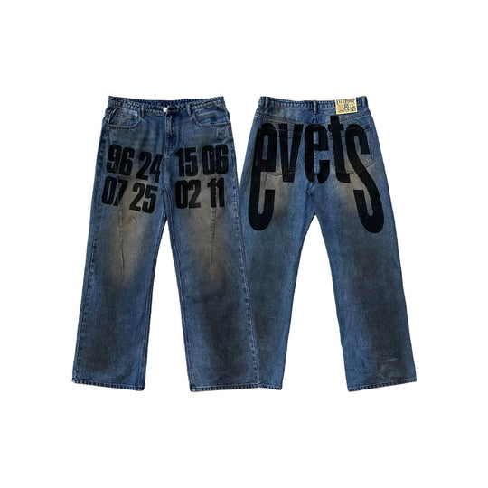 EVETS Dirty Wash Print Jeans | Face 3 Face