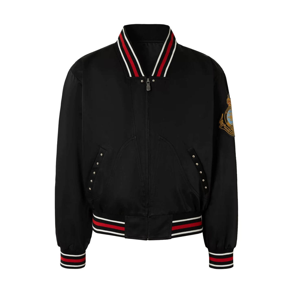 YADcrew Crown Patch Contrast Rib Varsity Jacket | Face 3 Face