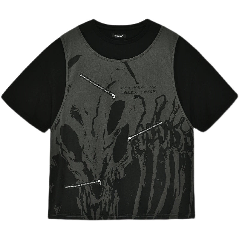 VENTUREK Double Layer Multi Zipper Destroyed Tee | Face 3 Face