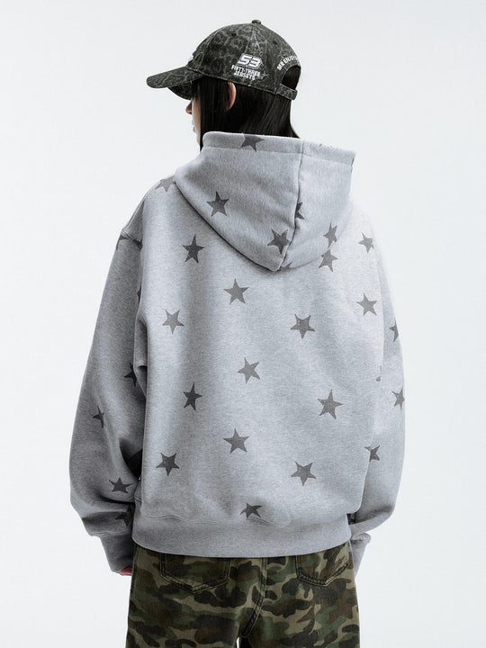 MEDM All Over Star and Graphic Logo Print Hoodie | Face 3 Face