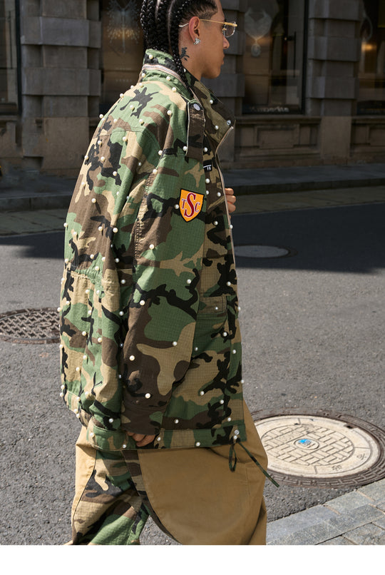 STEEPC Camouflage Pearl Studded M65 Field Jacket | Face 3 Face
