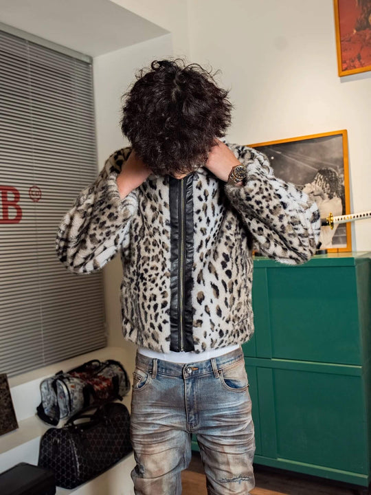 TGFCLUB Leopard Printed Faux Fur Jacket | Face 3 Face