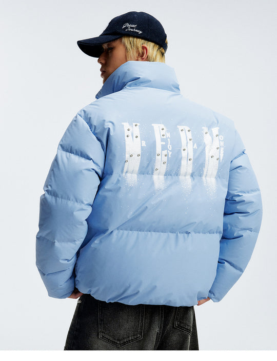 MEDM Rhinestone Studded Logo Down Jacket | Face 3 Face