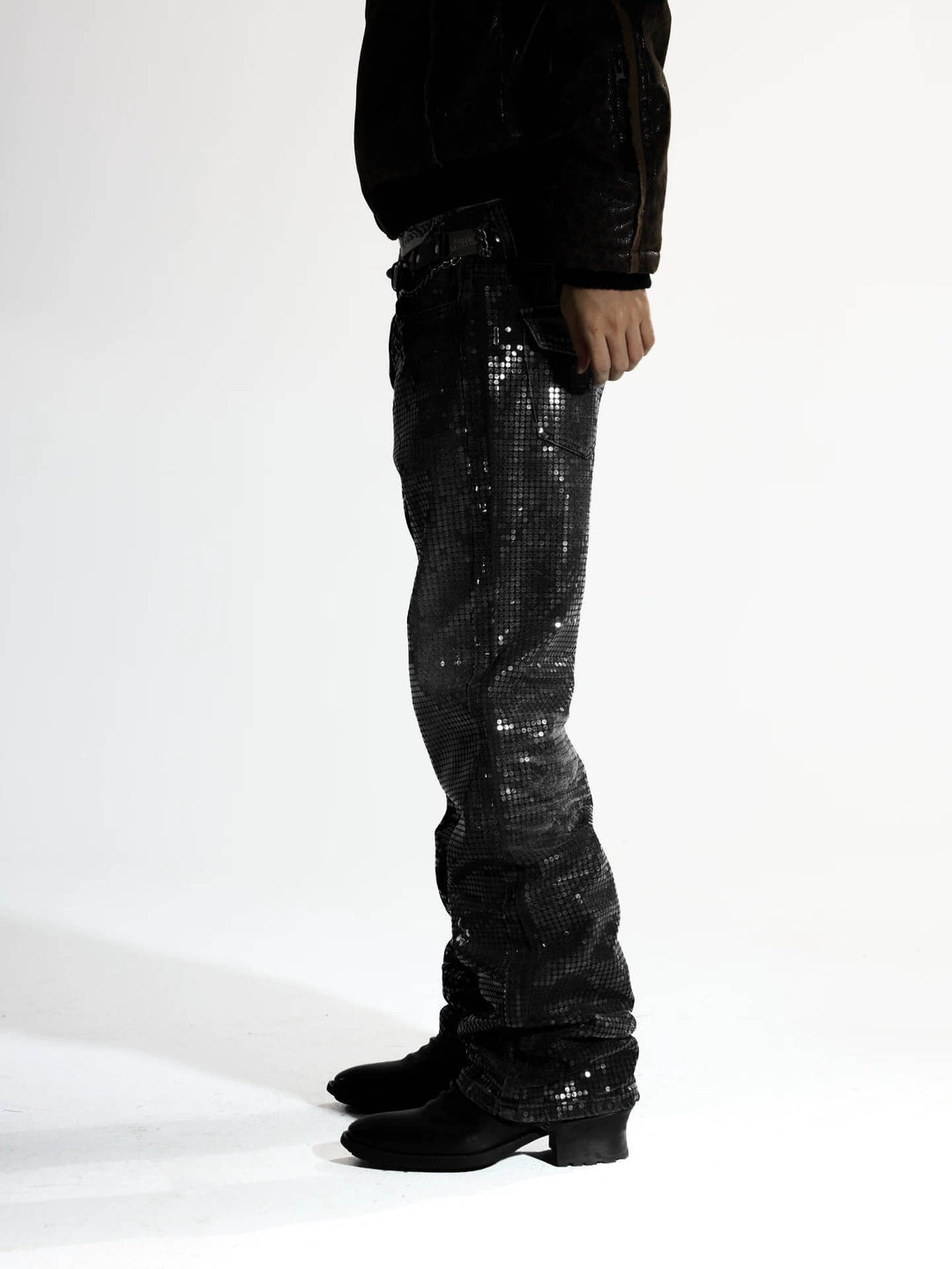 Night Lab All Over Sequined Distressed Jeans | Face 3 Face