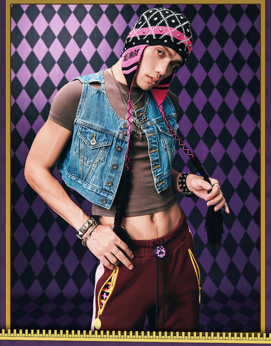 MEDM × JOJO Studded Plaid Ear Flap Beanie | Face 3 Face