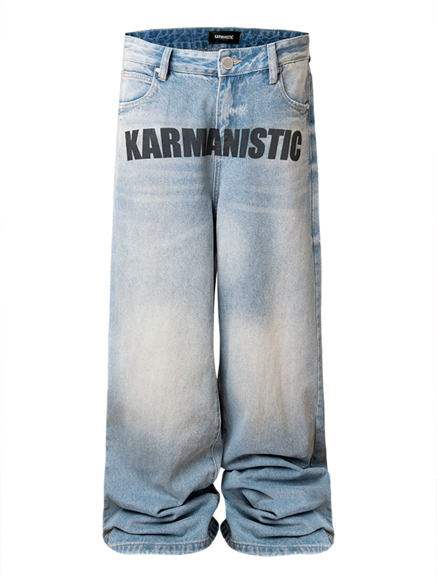 KARMANISTIC Logo Print Washed Baggy Jeans | Face 3 Face