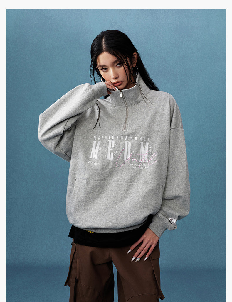 MEDM Half-Zip Logo Embroidered Sweatshirt | Face 3 Face