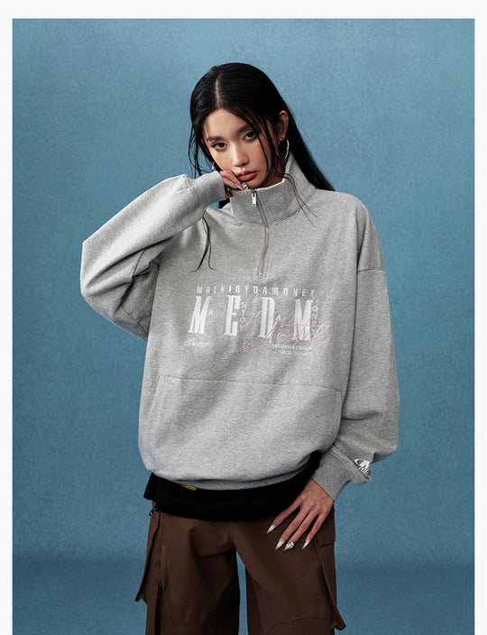 MEDM Half-Zip Logo Embroidered Sweatshirt | Face 3 Face