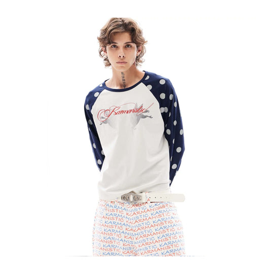 KARMANISTIC Pegasus Print Dot Sleeve Raglan Long Sleeve Tee | Face 3 Face