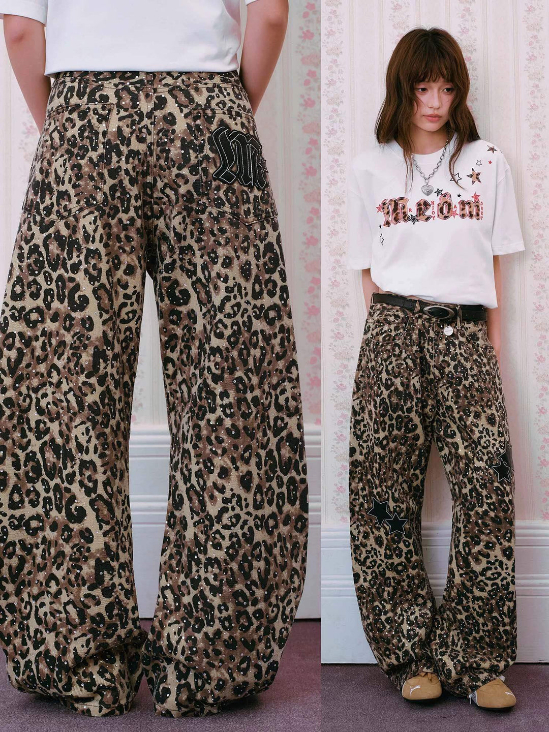 MEDM All Over Rhinestone Star Patch Jeans | Face 3 Face