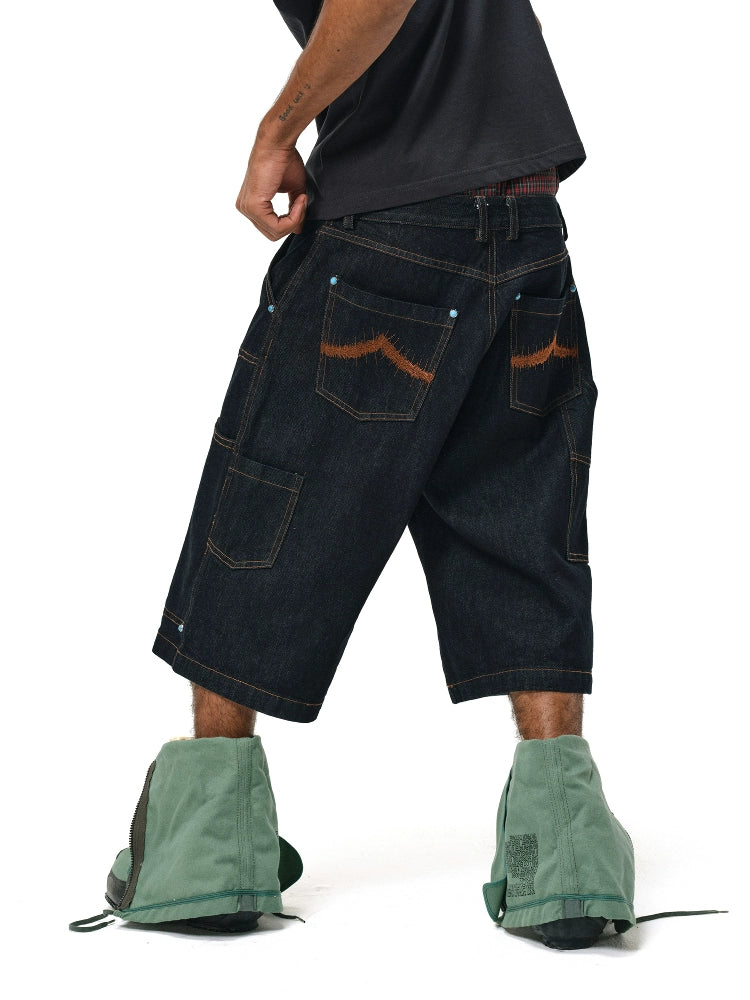 ANTIDOTE Blue Stone Studded Denim Shorts | Face 3 Face