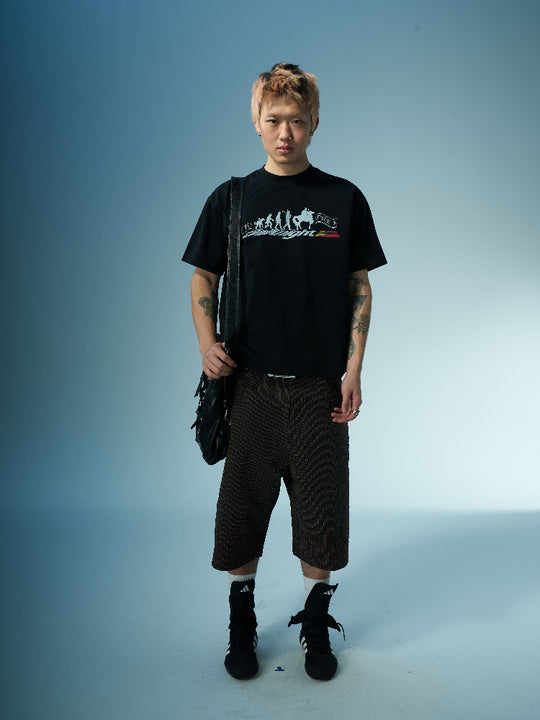 EVILKNIGHT(EK) Devil's Evolution Basic Letter Printed Tee | Face 3 Face