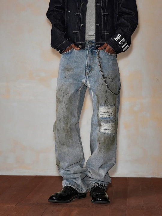 MEDM Washed Frayed Paisley Patch Jeans | Face 3 Face