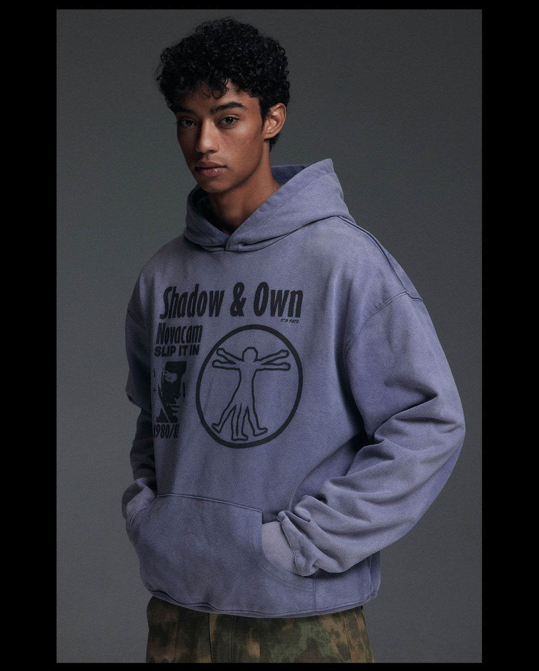 NOVACAM Washed Distressed Black Circle Hoodie | Face 3 Face