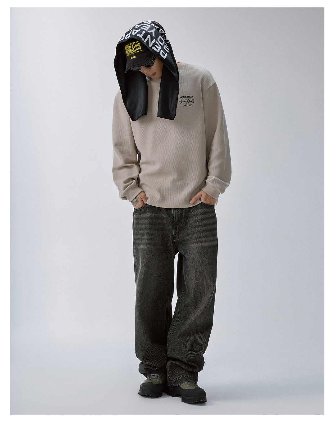 F2CE Bone Print Waffle Long Sleeve Tee | Face 3 Face