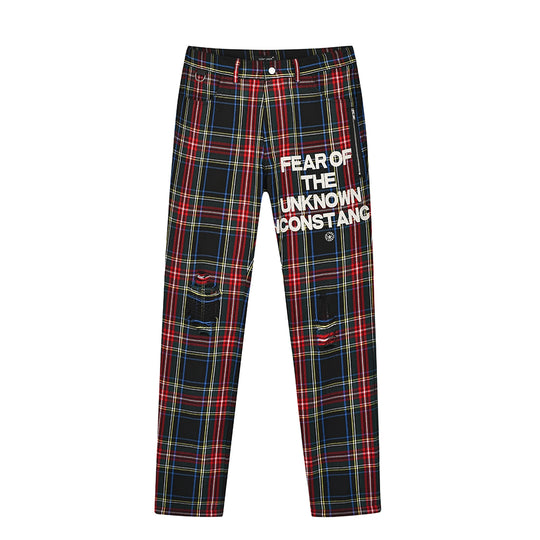 VENTUREK Tartan Check Destroyed Zipper Slim Pants | Face 3 Face