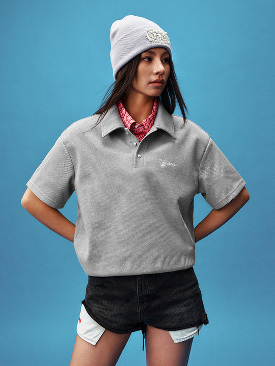 YADcrew Double Collar Layered Twisted Plaid Polo | Face 3 Face