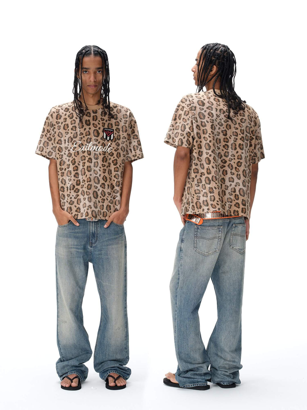 EXITMODE BY BLIND NO PLAN Leopard Print Emblem Patch Short Sleeve Tee | Face 3 Face