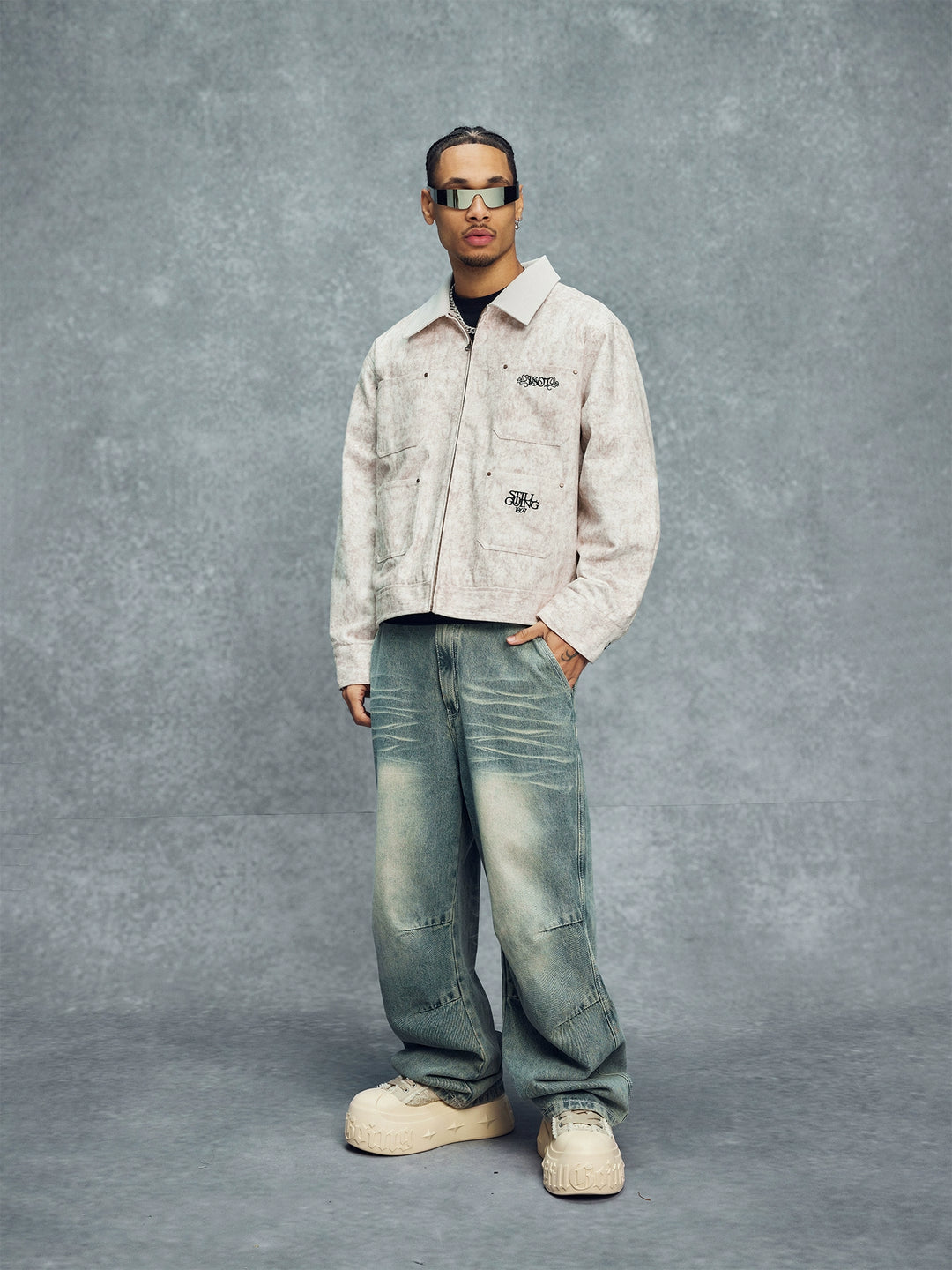 1807 3D Knee Stitch Washed Jeans | Face 3 Face