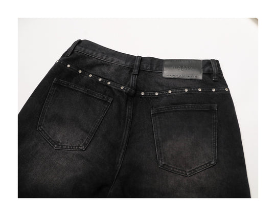 KARMANISTIC Diamond Studded Washed Wide Leg Jeans | Face 3 Face
