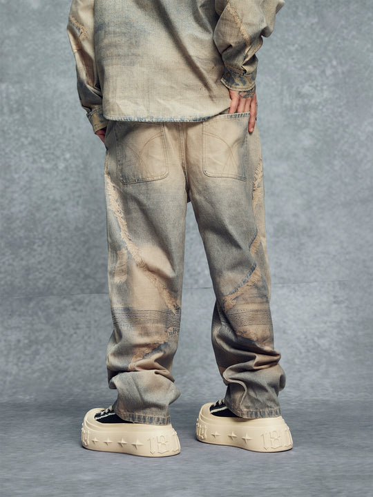 1807 3D Printed Star Structure Distressed Jeans | Face 3 Face