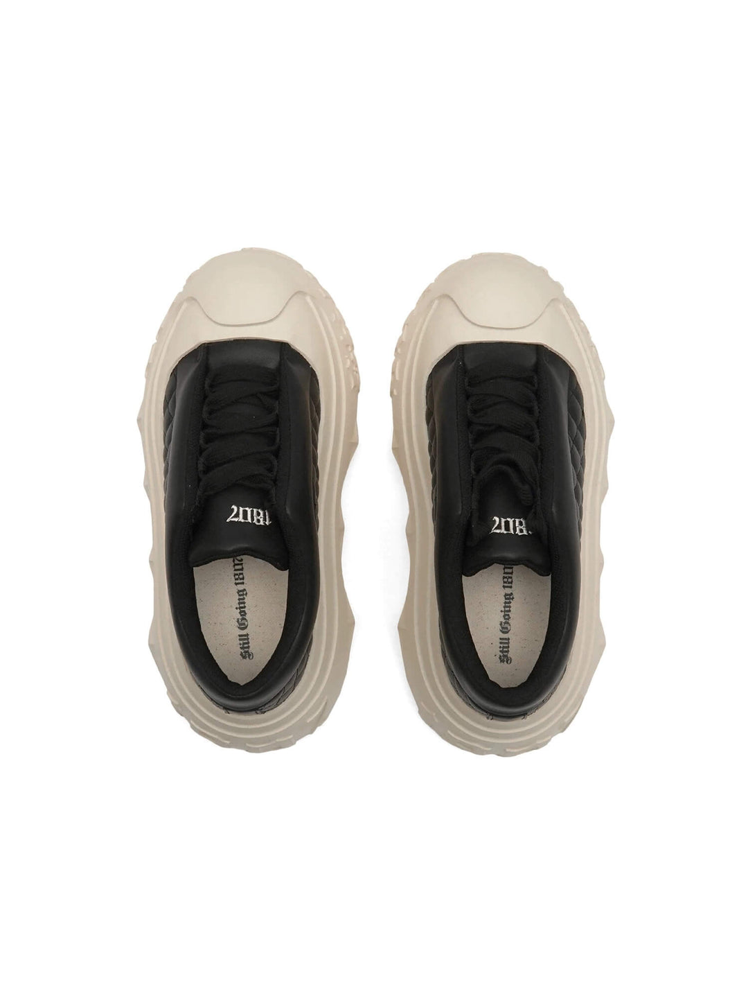 1807 INF-008 Gothic Lace Up Quilted PU Leather Chunky Sneakers