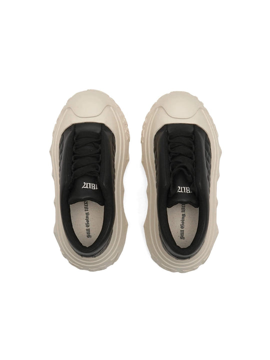 1807 INF-008 Gothic Lace Up Quilted PU Leather Chunky Sneakers