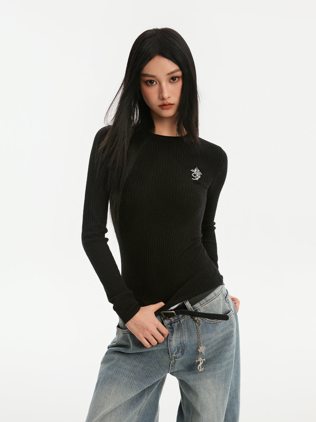 Small Town Kid Basic Slim Fit Thermal Knit Sweater | Face 3 Face