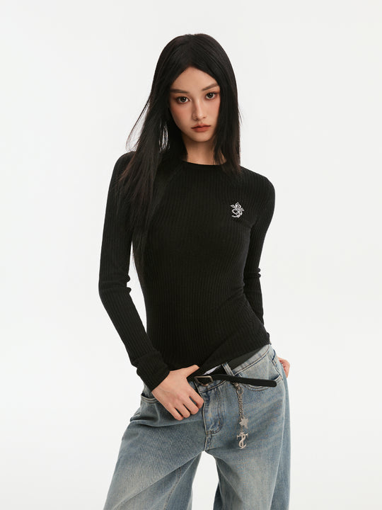 Small Town Kid Basic Slim Fit Thermal Knit Sweater | Face 3 Face