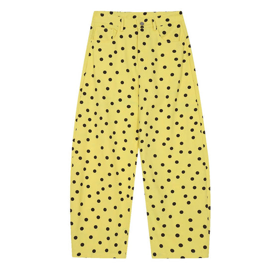 MEDM All Over Polka Dot Print Curved Baggy Pants | Face 3 Face