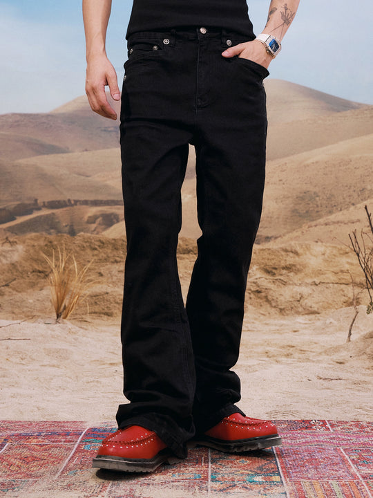 YADcrew Basic Stretch Rivet Flared Jeans | Face 3 Face