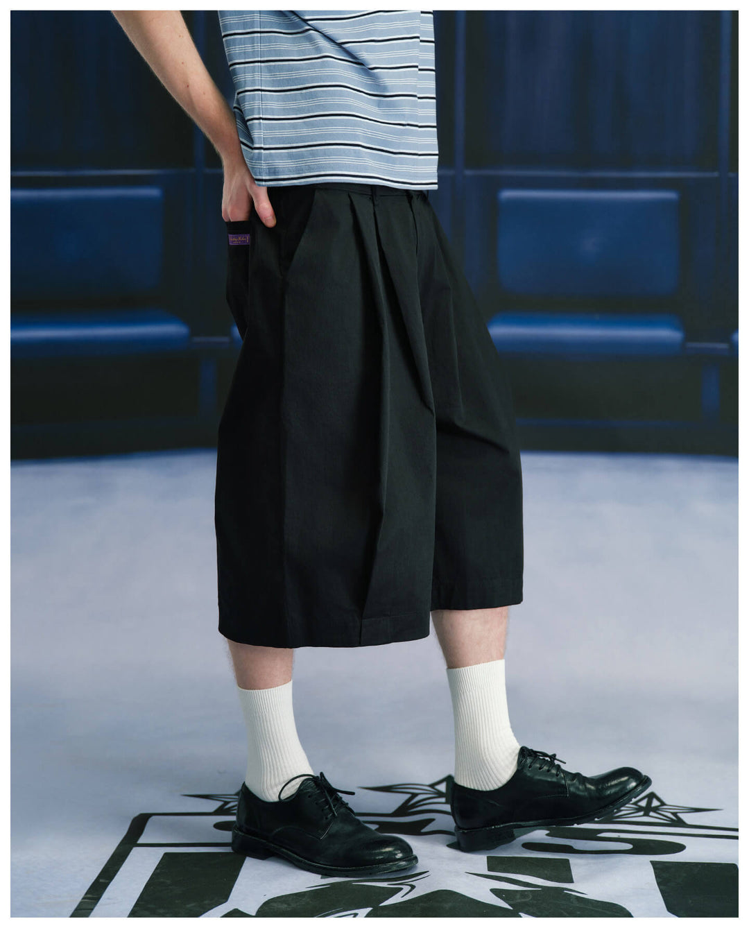 S45 3D Double Pleat Baggy Shorts | Face 3 Face