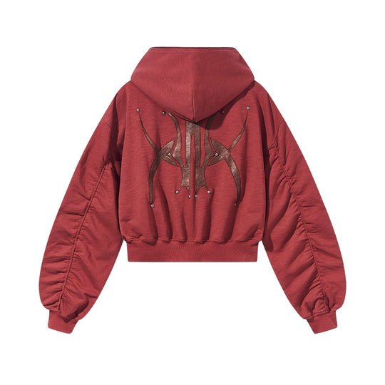BLIND NO PLAN Logo Studded Embellished Zip-Up Hoodie | Face 3 Face
