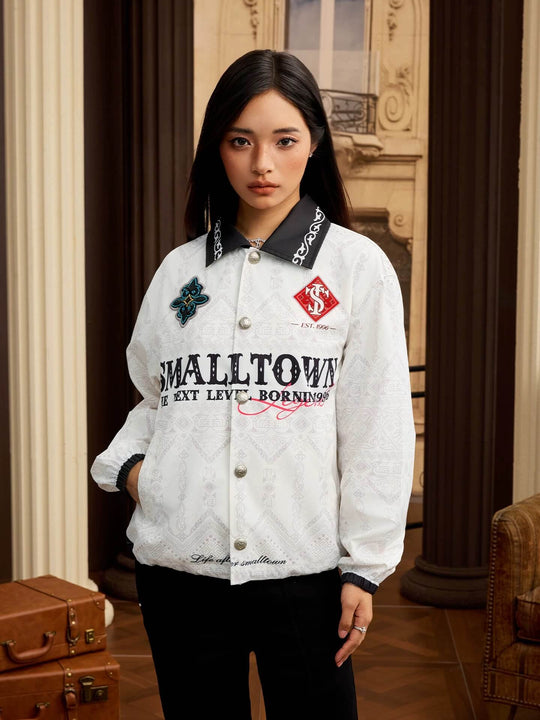 Small Town Kid All Over Ethnic Pattern Coach Jacket | Face 3 Face