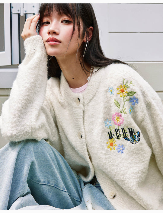 MEDM Floral Vine Embroidered Knit Cardigan | Face 3 Face