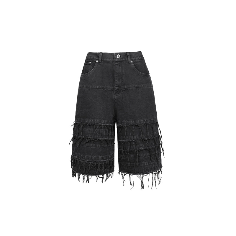 UNDERWATER Sandwash Cut Destruction Denim Shorts | Baggy Jorts | Face 3 Face