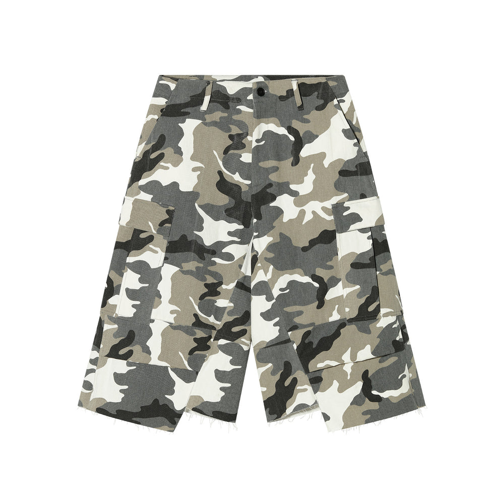 AFGK Camouflage Multi Pocket Destroyed Work Shorts | Face 3 Face
