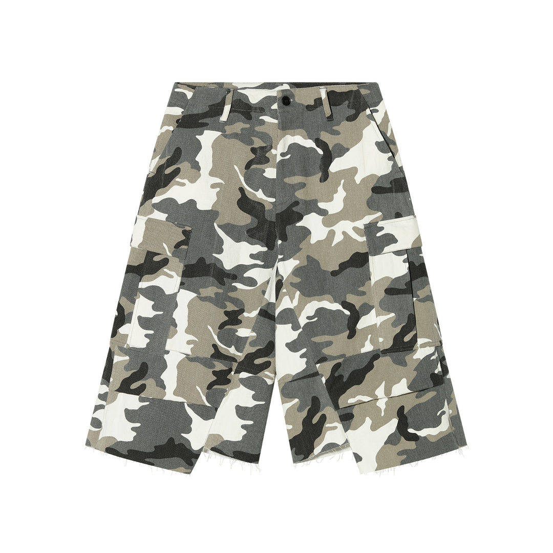 AFGK Camouflage Multi Pocket Destroyed Work Shorts | Face 3 Face