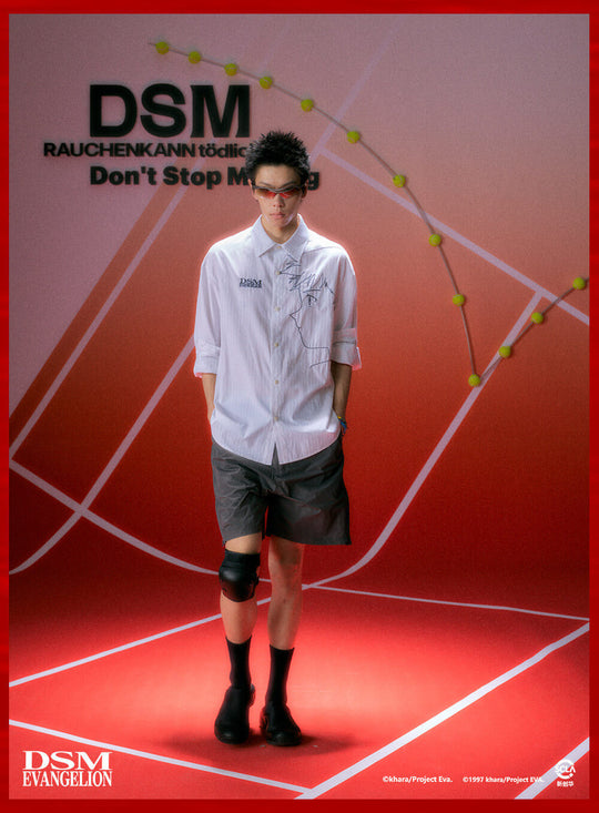 DSM x EVA Shinji Ikari Embroidered Striped Long Sleeve Shirt